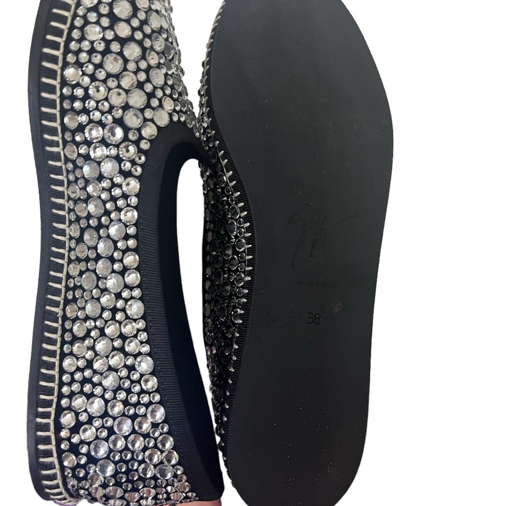 Giuseppe Zanotti Fancy Crystal Loafers with Black & Silver Embellishment Size 8 - Picture 8 of 17